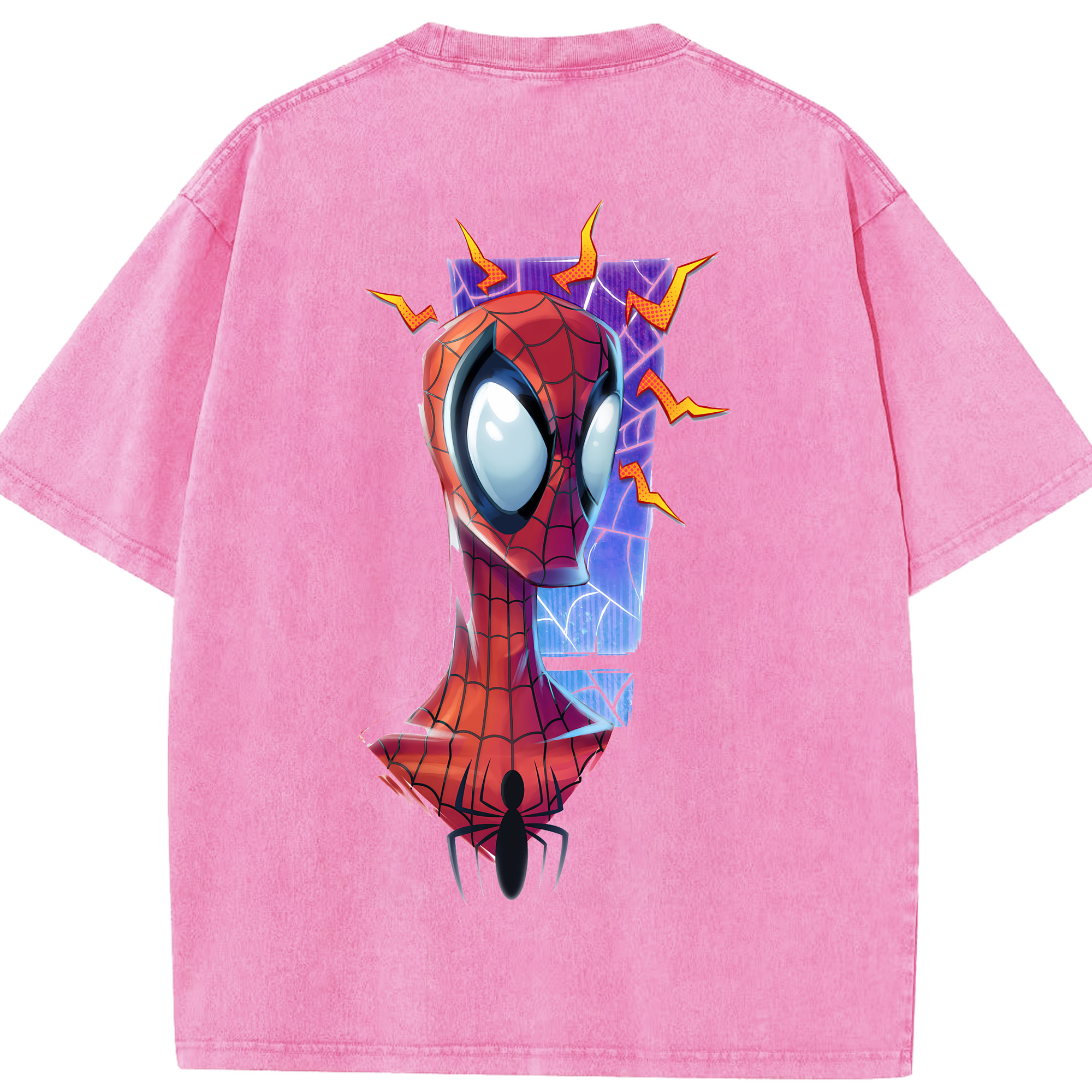 （画像用） Spider Man スパイダーマン 綿100% ヴィンテージ風 半袖Tシャツ（背面プリント）